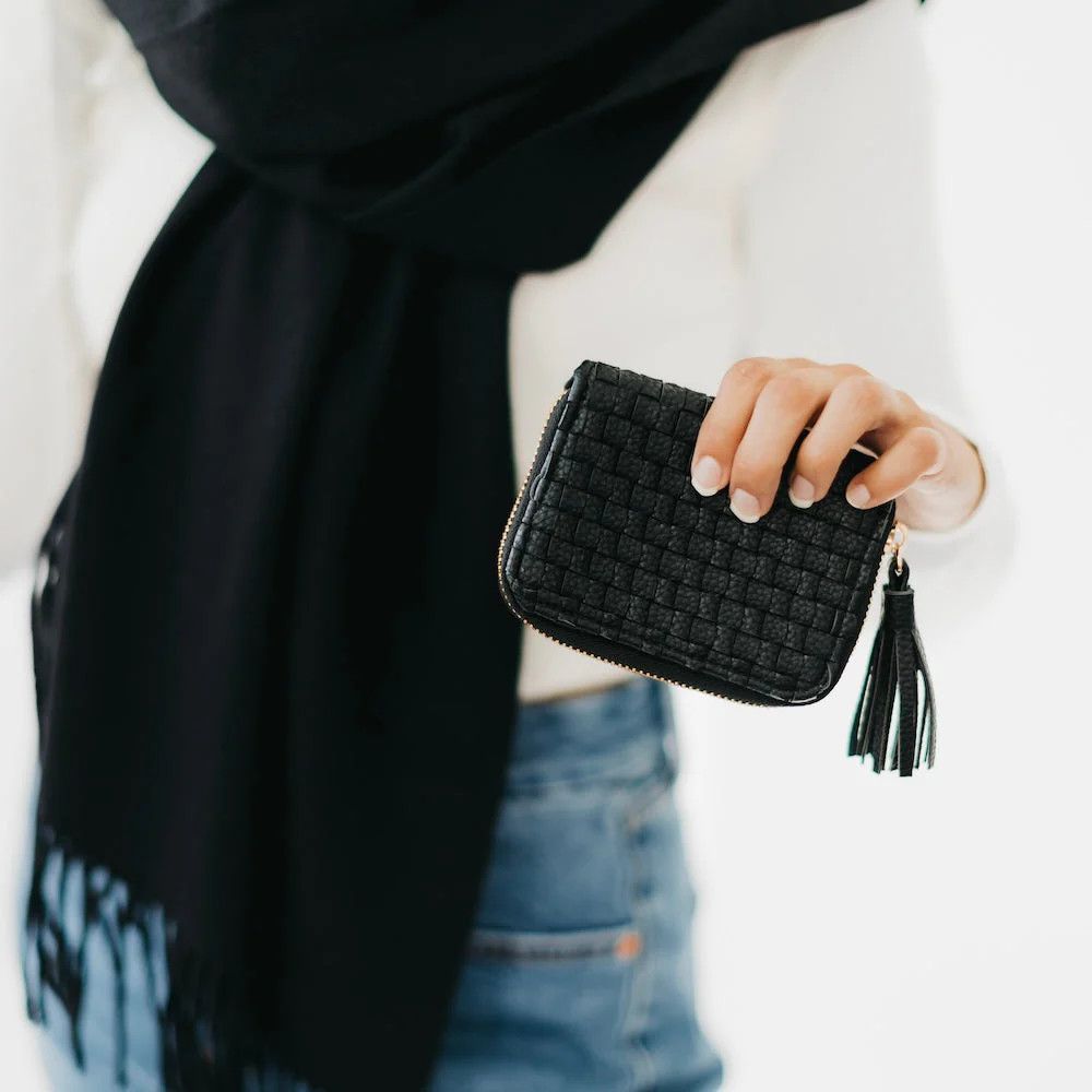 Pretty Simple Wynona Woven Wallet, Color: Black