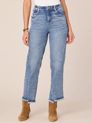 Democracy &quot;Ab&quot;solution® High Rise Spliced Frayed Ankle Straight Leg Petite Jeans