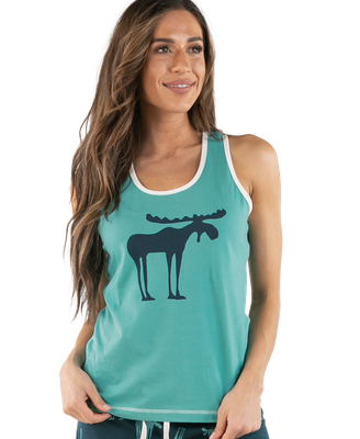 ^ Lazy One Funky Moose Blue Women&#39;s Tank Top