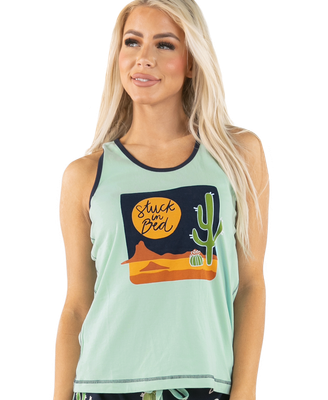 ~ Lazy One Stuck in Bed Blue Women&#39;s Tank Top