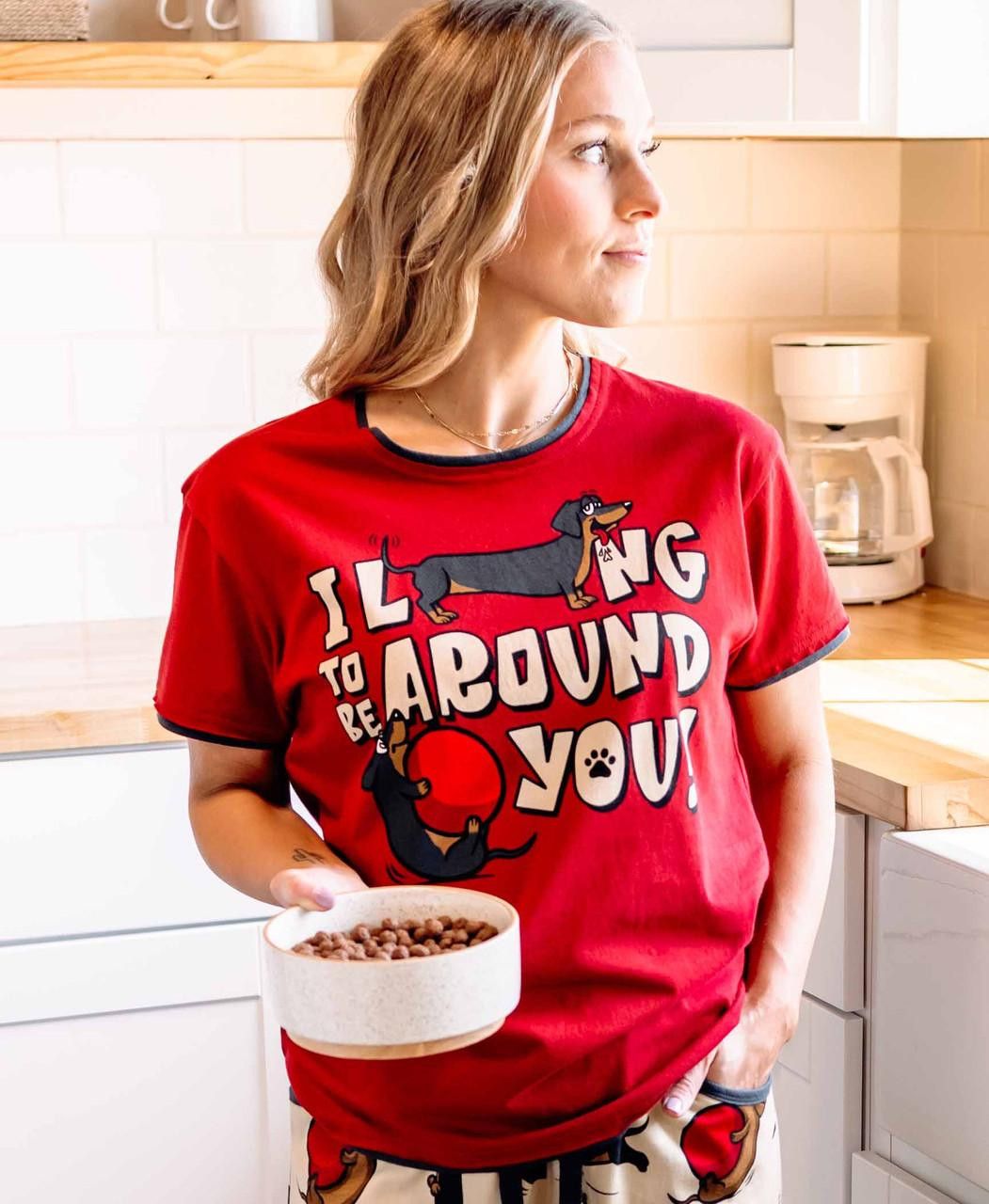 Lazy One Long To Be Around You Women&#39;s Regular Fit Dog Red PJ Tee