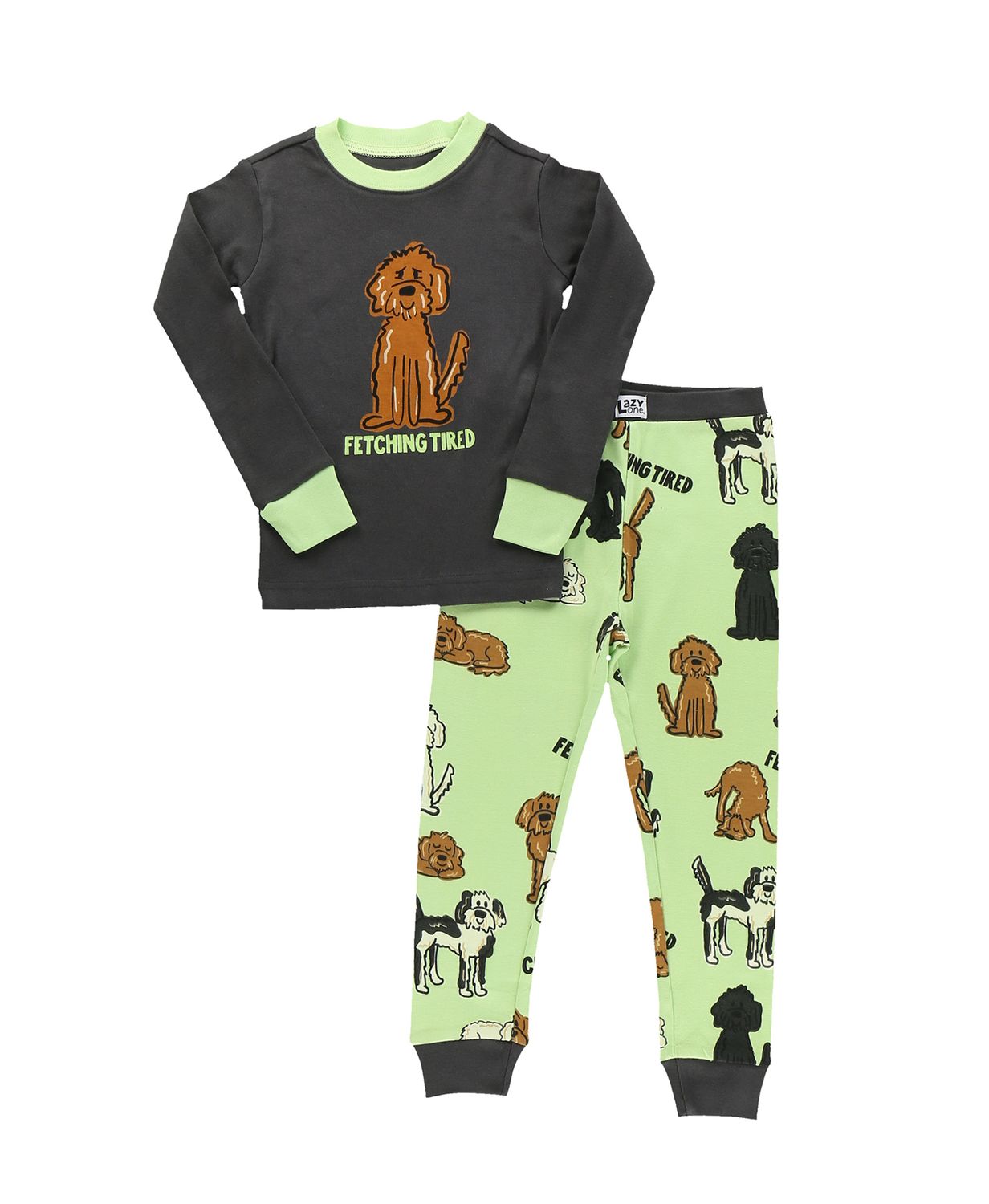 ^(P) Lazy One Fetching Tired Long Sleeve PJ Set, Size: 3T