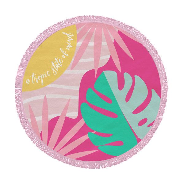(P) 60&quot; Round Beach Towels:, Design: Tropic State