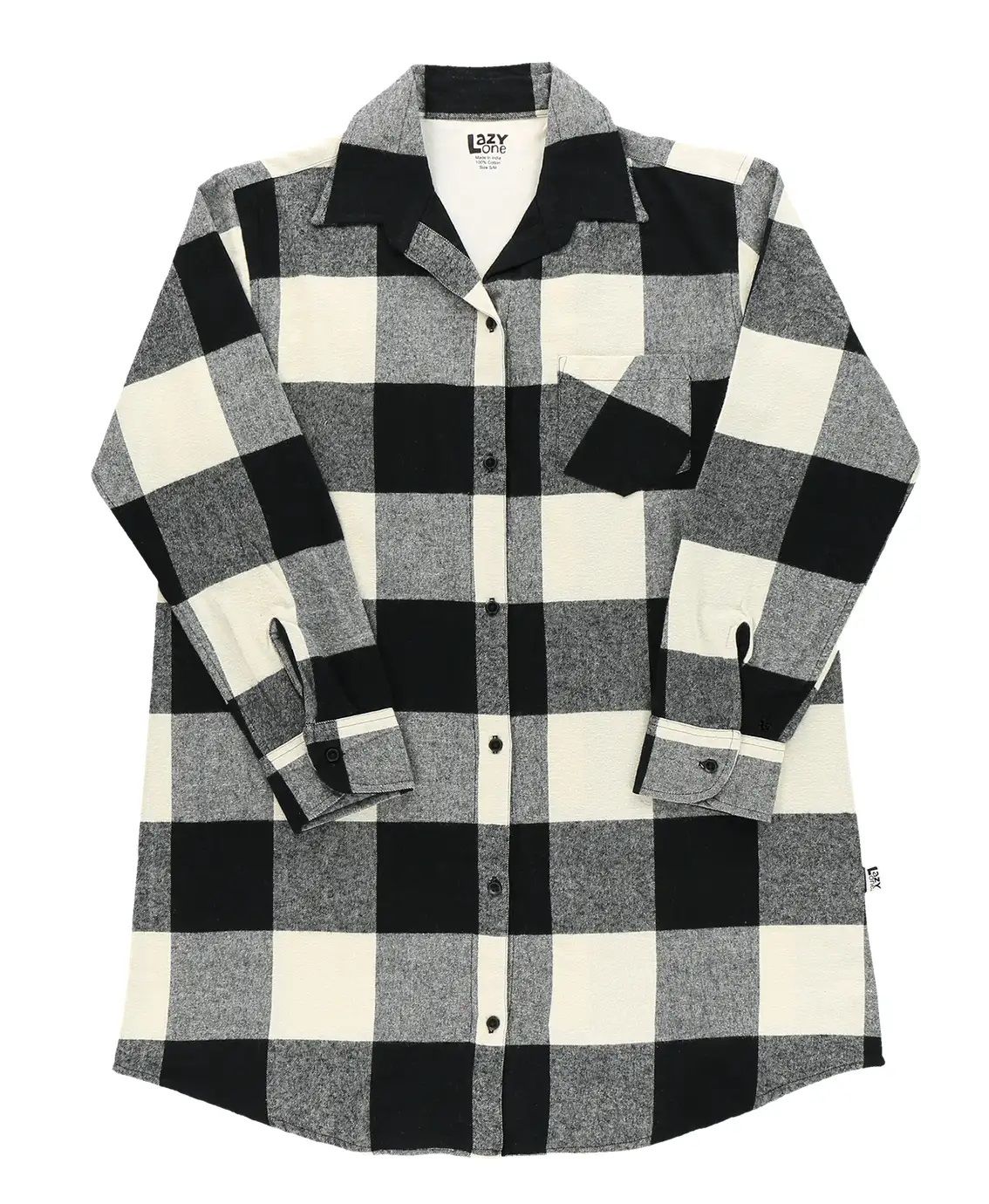 Lazy One Flannel Truck Plaid | Button Nightshirt, Size: S/M