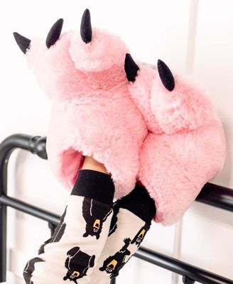 Lazy One Pink Bear Paw Slipper