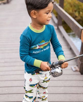 Lazy One  Asleep at the Reel Kid&#39;s Long Sleeve PJ&#39;s: