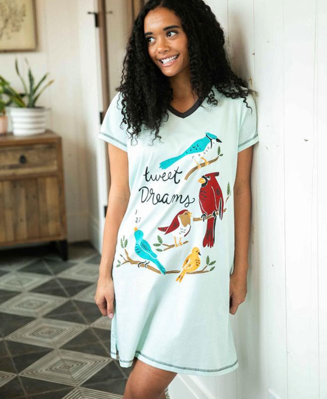 Lazy One Tweet Dreams  V-neck  Nightshirt