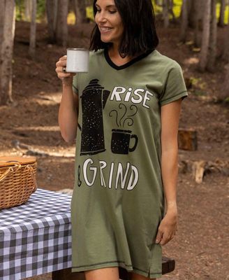 Lazy One Rise &amp; Grind V-neck Nightshirt