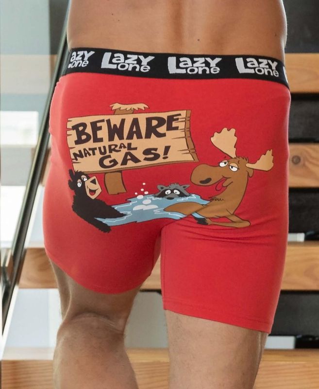 Lazy One Beware of Natural Gas Men's Boxer Briefs: