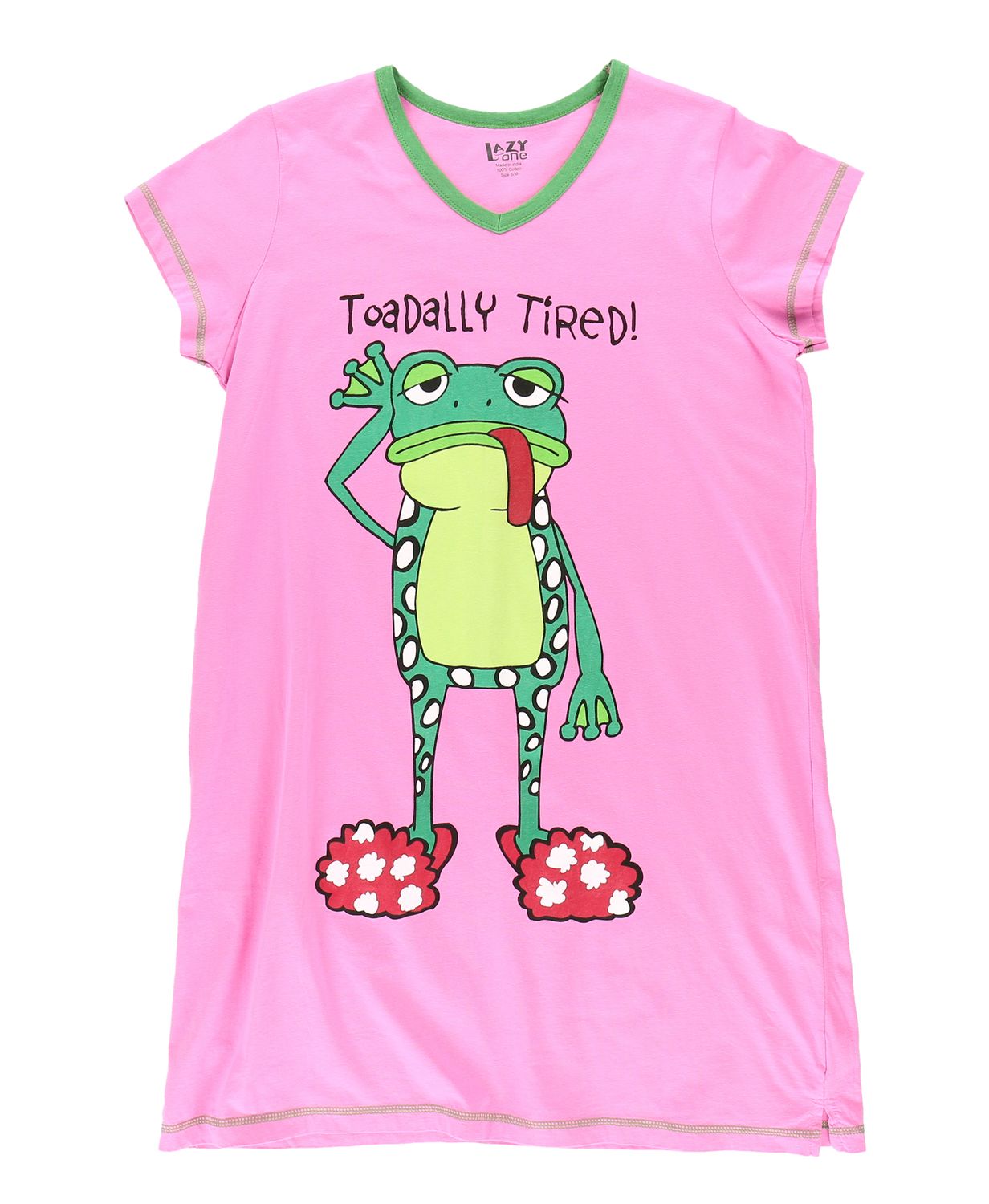 Lazy One Toadally Tired  V-neck Nightshirt, Size: S/M