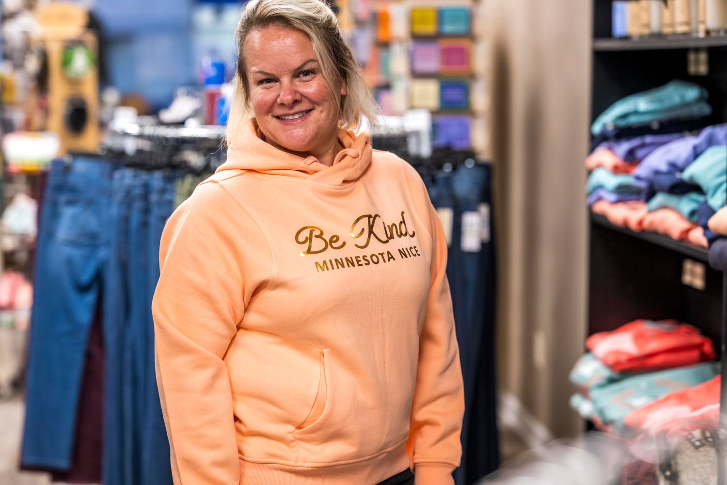 Viv Hoodie &quot;Be Kind MN Nice&quot;:, Color: Sugar Coral:, Size: Small