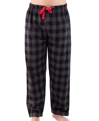 ^Grey Plaid Men's Flannel PJ Pant