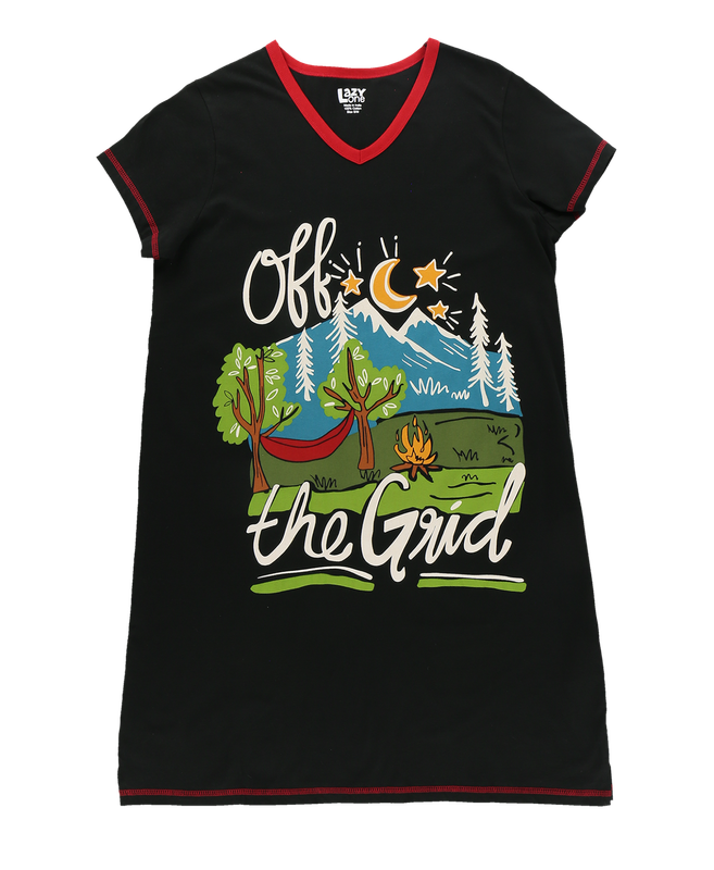 ^Lazy One Off Grid V-neck Nightshirt: