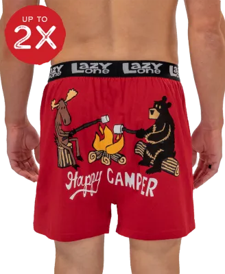 ^(P) Lazy One: Happy Camper Men's Funny Boxer