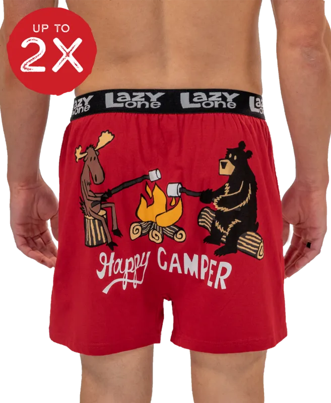 ^(P) Lazy One Happy Camper Men's Funny Boxer