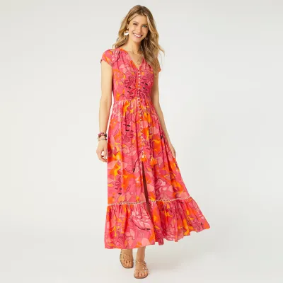 C+C Aliya Button Front Maxi Dress