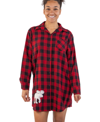 Flannel Moose Plaid Nightshirt