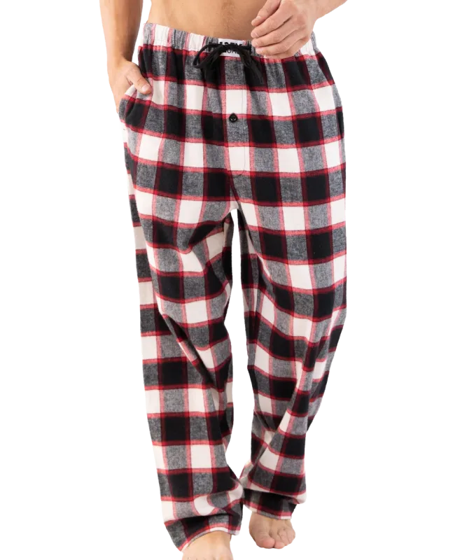 Black Plaid Men's Flannel PJ Pant