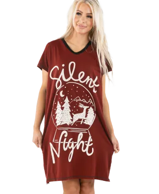 Lazy One Silent Night Women's V-Neck Nightshirt