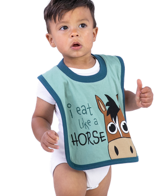 I Eat Like a Horse Blue Infant Bib