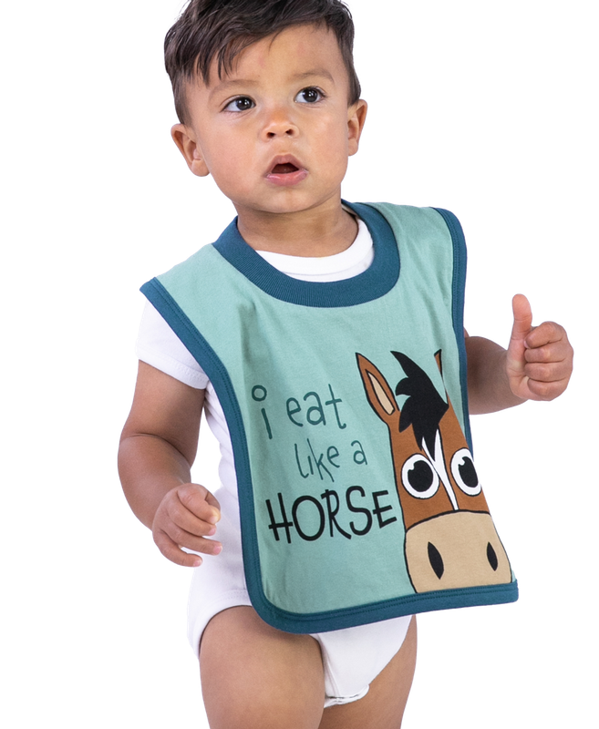 I Eat Like a Horse Blue Infant Bib