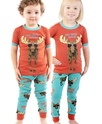 ^ Don't Moose with Me Blue PJ Short Sleeve Set: