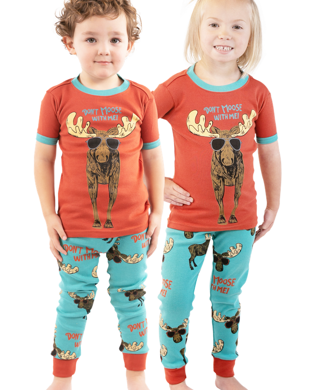 ^ Don't Moose with Me Blue PJ Short Sleeve Set:
