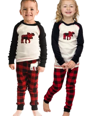 Moose Plaid LS PJ Set: