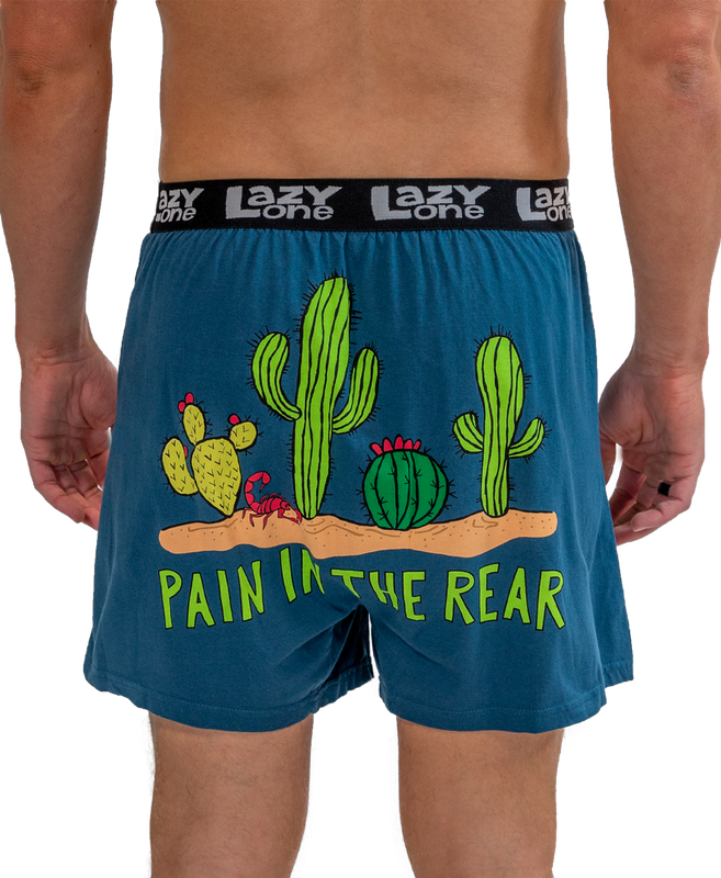 Lazy One Pain In The Rear Men's Cactus Funny Boxer