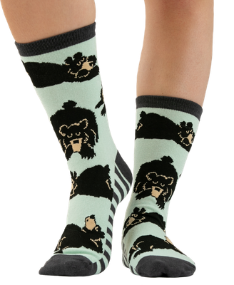 ~Bearly Awake Grey Crew Sock (9-11)