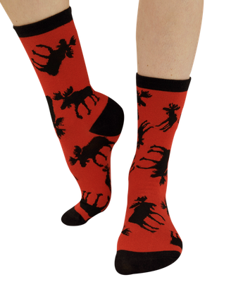 Red Classic Moose Crew Sock