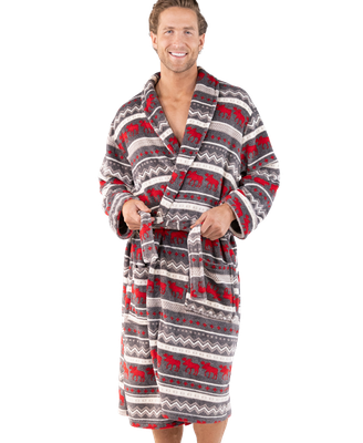 Red Plaid Men's Bathrobe
