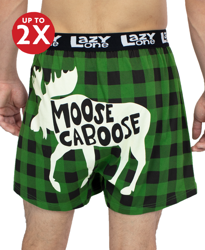 Lazy One Moose Caboose Plaid Boxer Funny Boxer