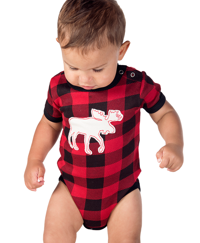 Moose Plaid Applique Infant Creeper Onesie