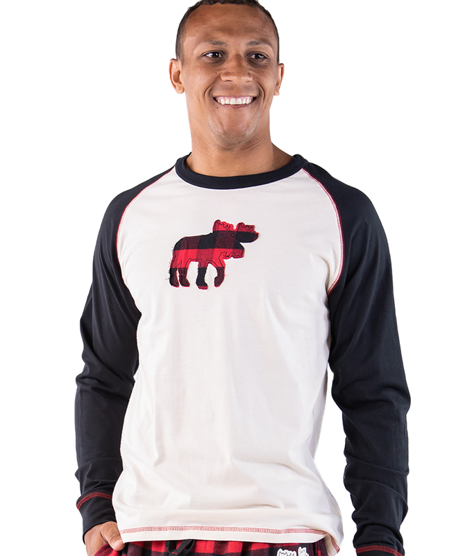Moose Plaid LS PJ Tee