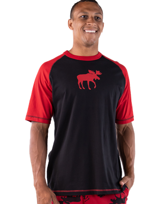 ^Lazy One Red Classic Moose Men's PJ Tee