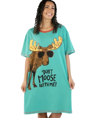 ~ Lazy One: Don't Moose with Me Blue Nightshirt