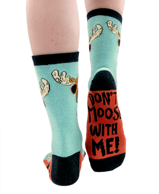 Lazy One Don't Moose Blue Crew Sock: