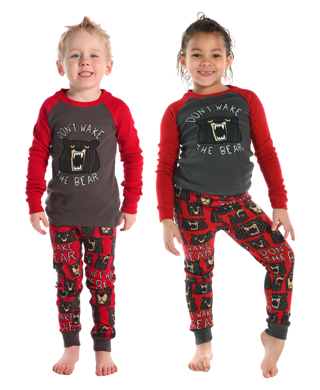 Lazy One Don't Wake Bear LS PJ Set: