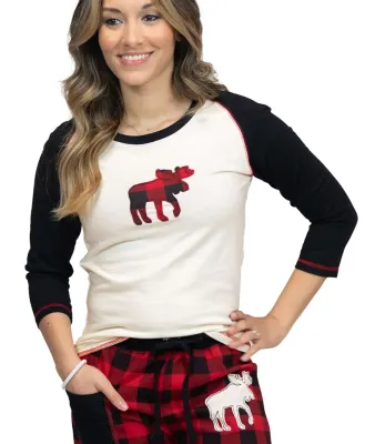 ^^(P) Lazy One Moose Plaid Fitted Tee