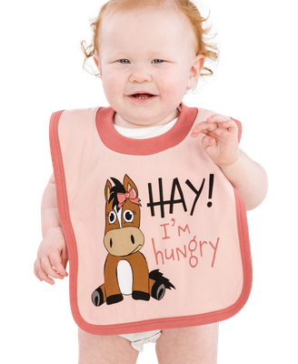 Lazy One Hay I'm Hungry Pink Infant Horse Bib
