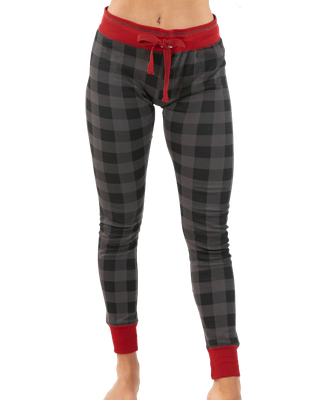 ^Lazy One Grey Plaid PJ Leggings: