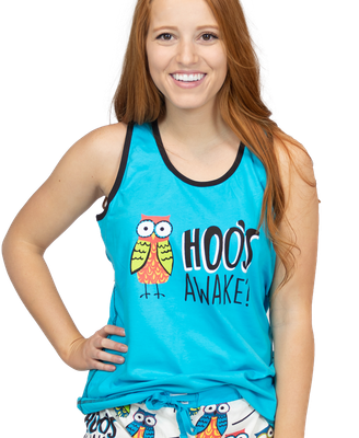 ^(P) Lazy One Hoo's Awake PJ TankTop