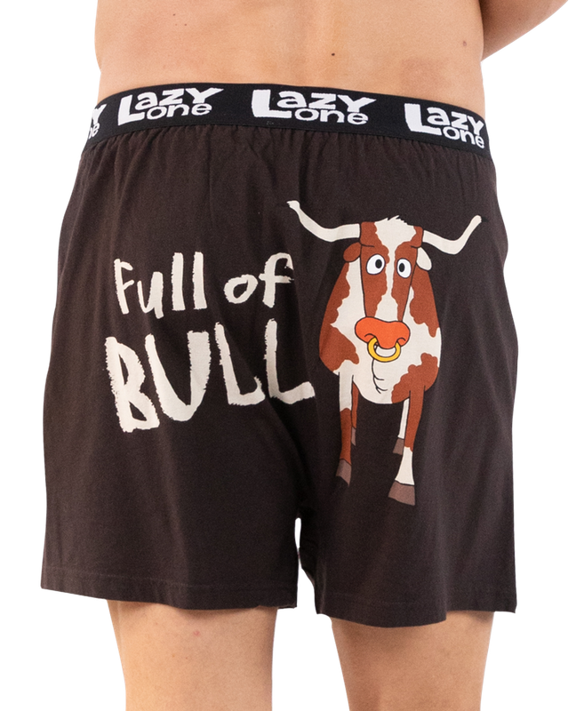 ~(P) Lazy One Full of Bull Funny Boxer: