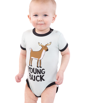 ^Lazy One Young Buck Deer Blue Infant Creeper Onesie