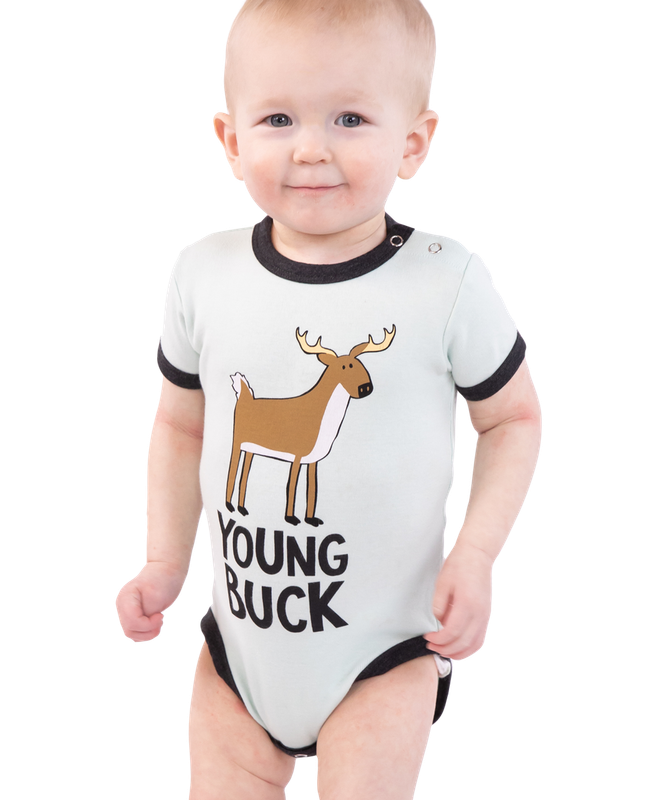 ^Lazy One Young Buck Deer Blue Infant Creeper Onesie