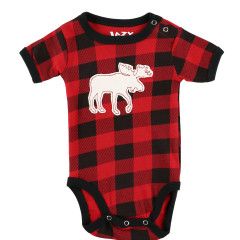 Moose Plaid Applique Infant Creeper Onesie, Size: 6M