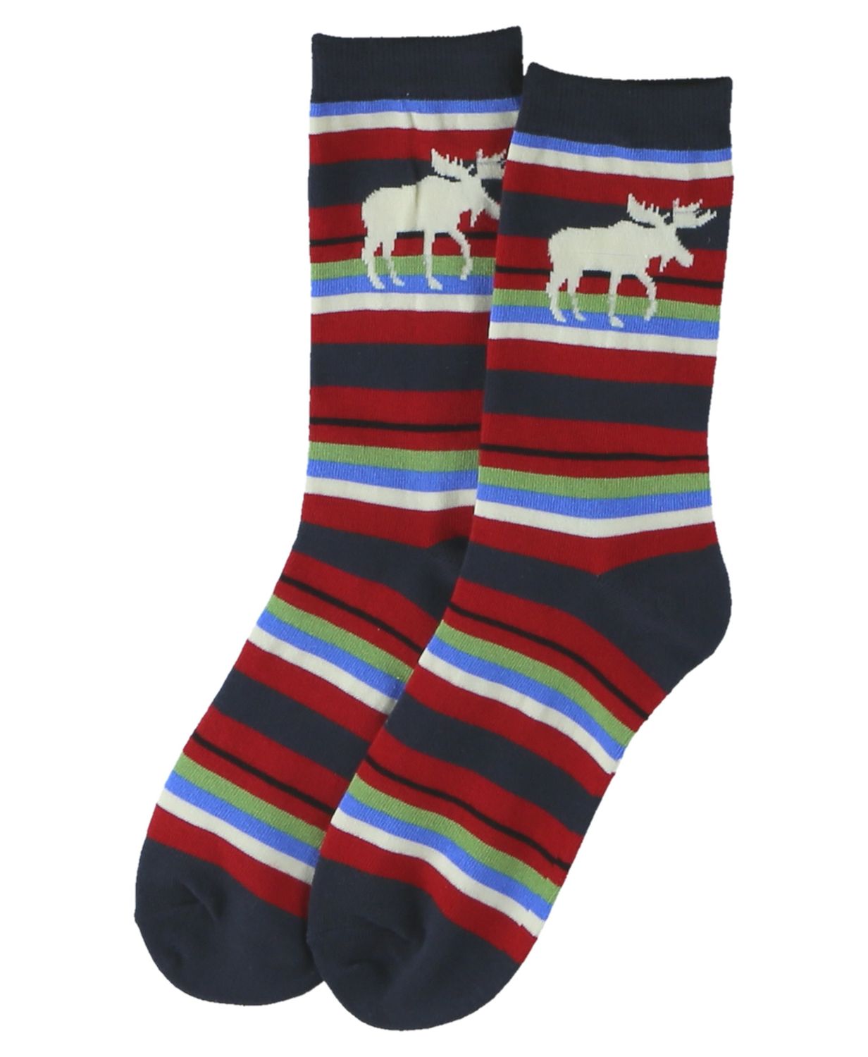~Lazy One Moose Stripe Crew Sock:, Size: One Size