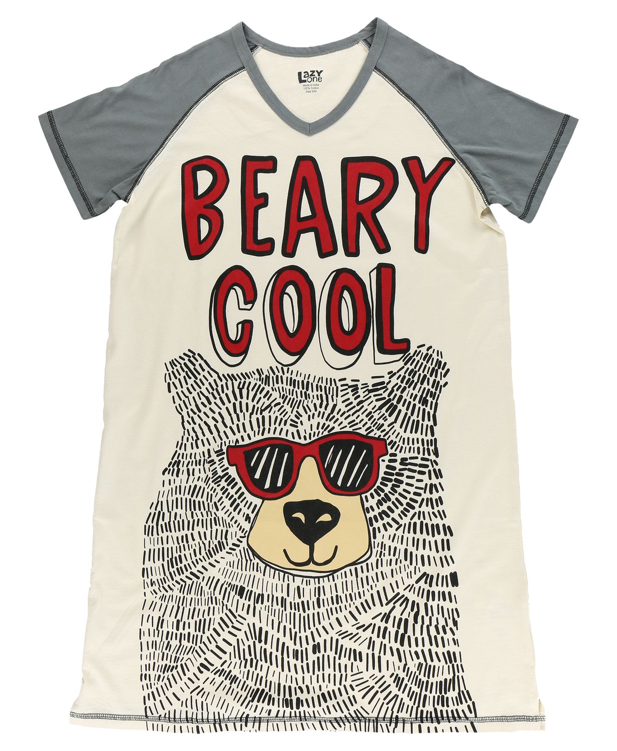 ^Beary Cool  V-neck Nightshirt, Size: S/M