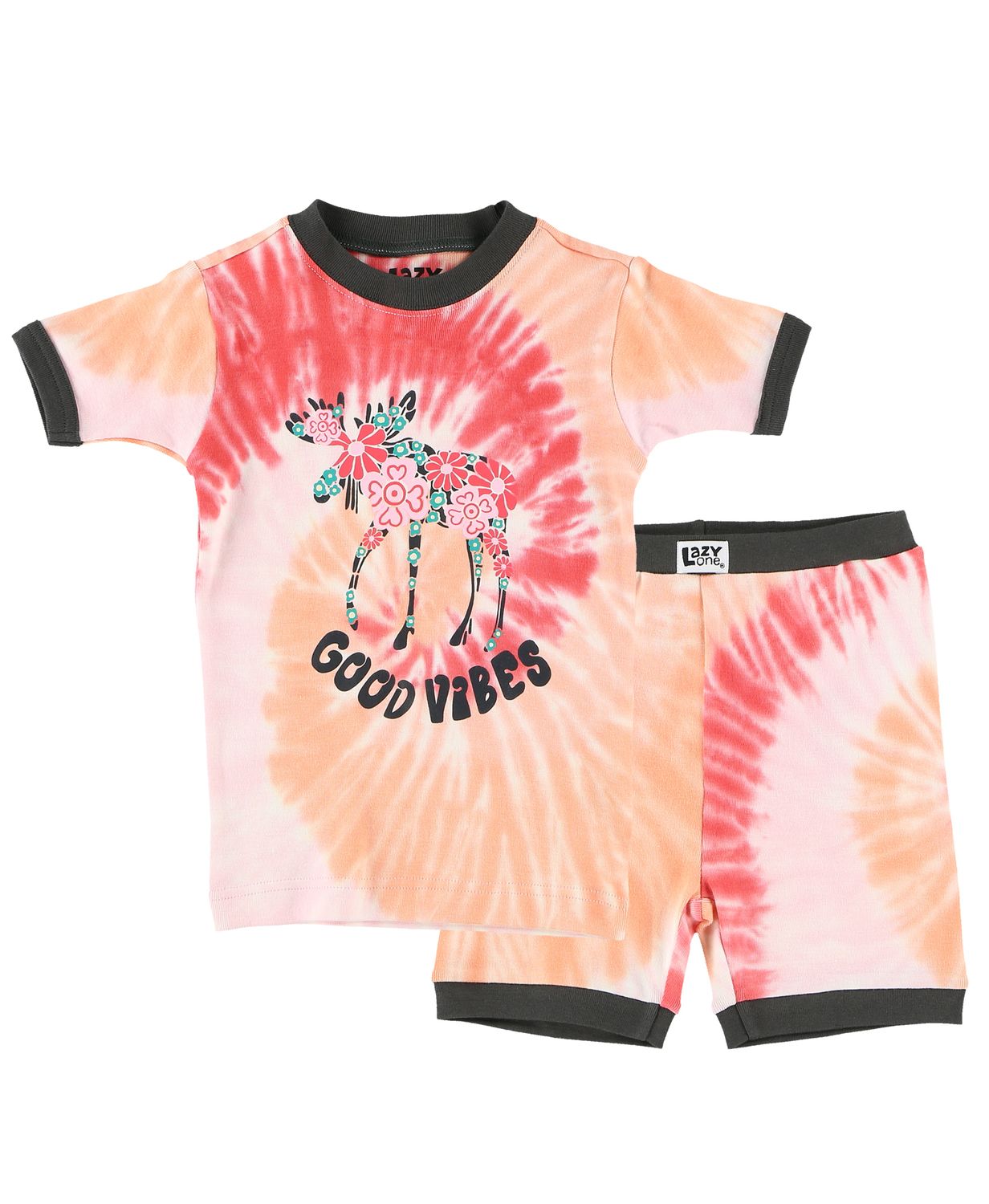 Lazy One Good Vibes Kid Short PJ Set , Size: 2T